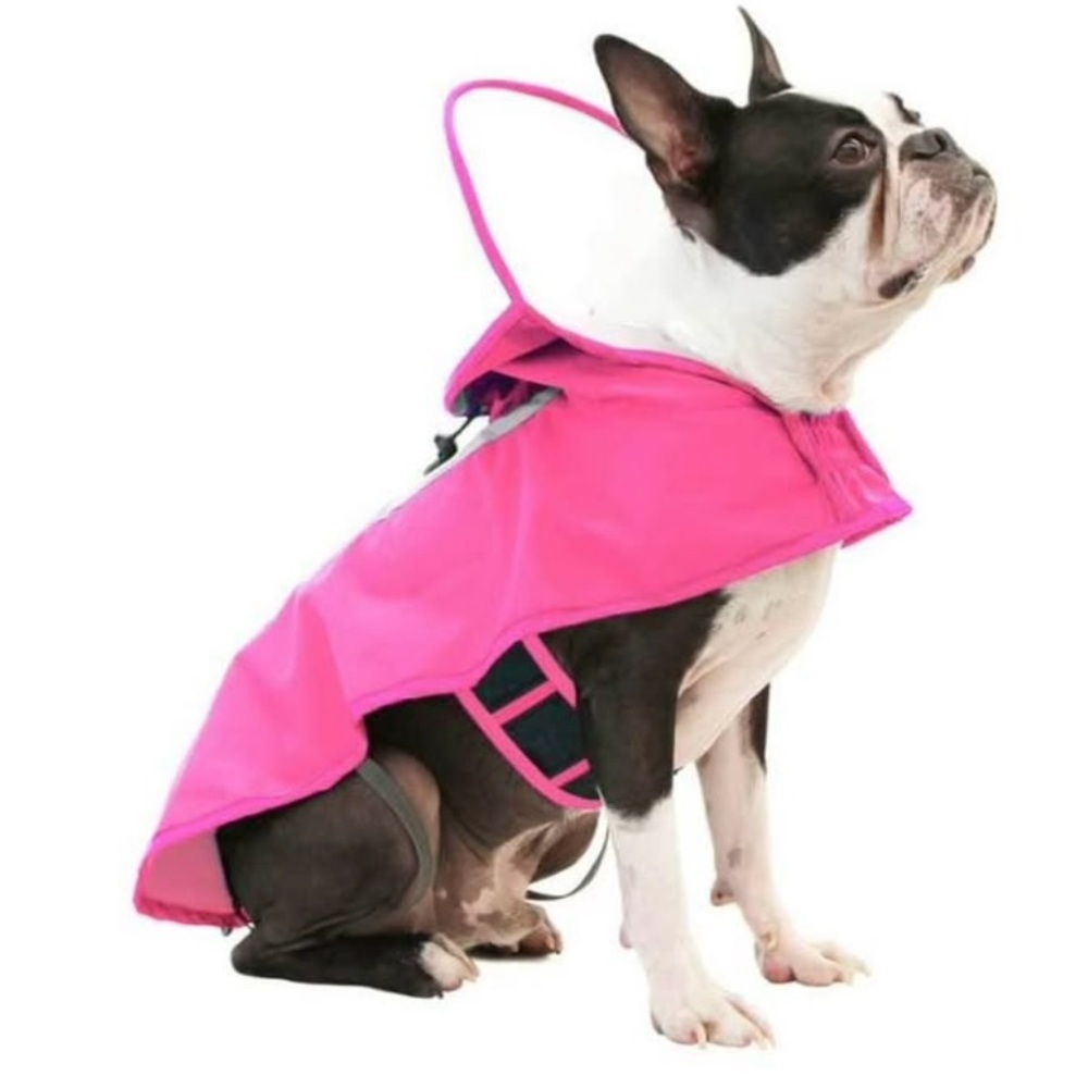 Dog- Raincoat, Adjustable Rain Cap with See Through Visor, Pink
Size Medium-